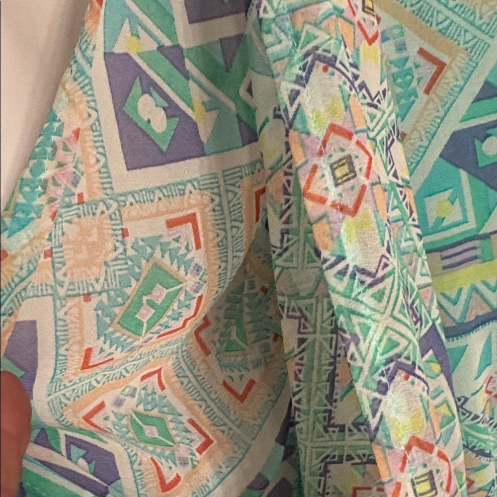 Espresso Teal and Coral Geometric Knee Length Y2K Women’s Dress - Picture 4 of 8